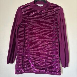 Simonton Says Women’s Purple Sequin Sweater, Size S